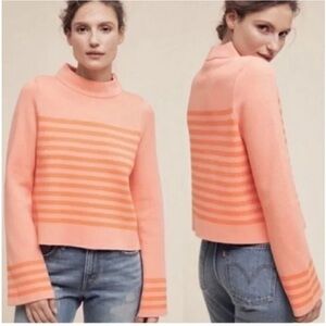 Moth orange long sleeve sweater mock collar womens  Size: M Striped Anthropology